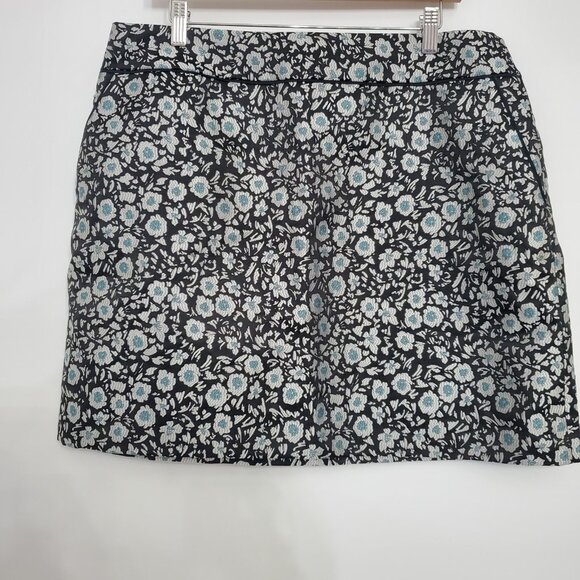 Loft Womens Black Floral Jacquard Mini Skirt Size 14 Pockets Cottage Boho NWT - Picture 1 of 10